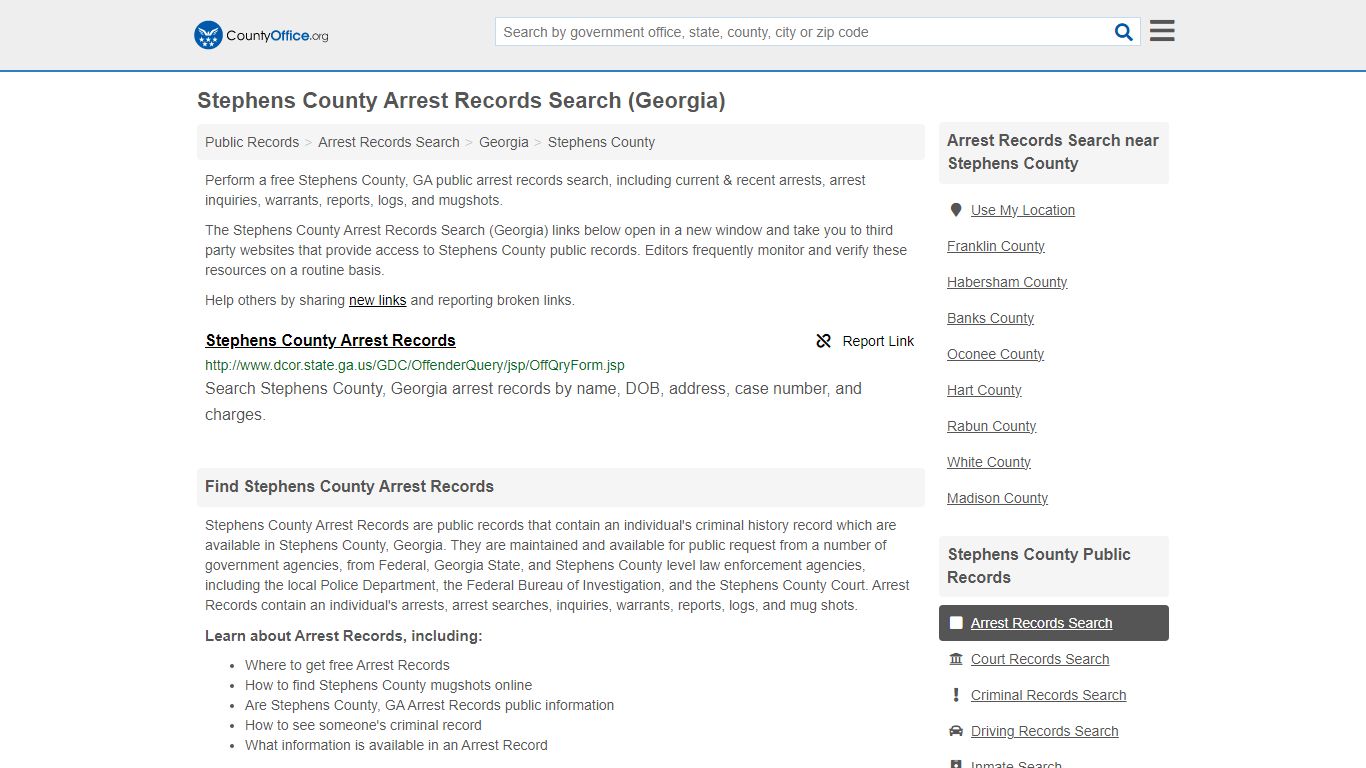 Arrest Records Search - Stephens County, GA (Arrests & Mugshots)