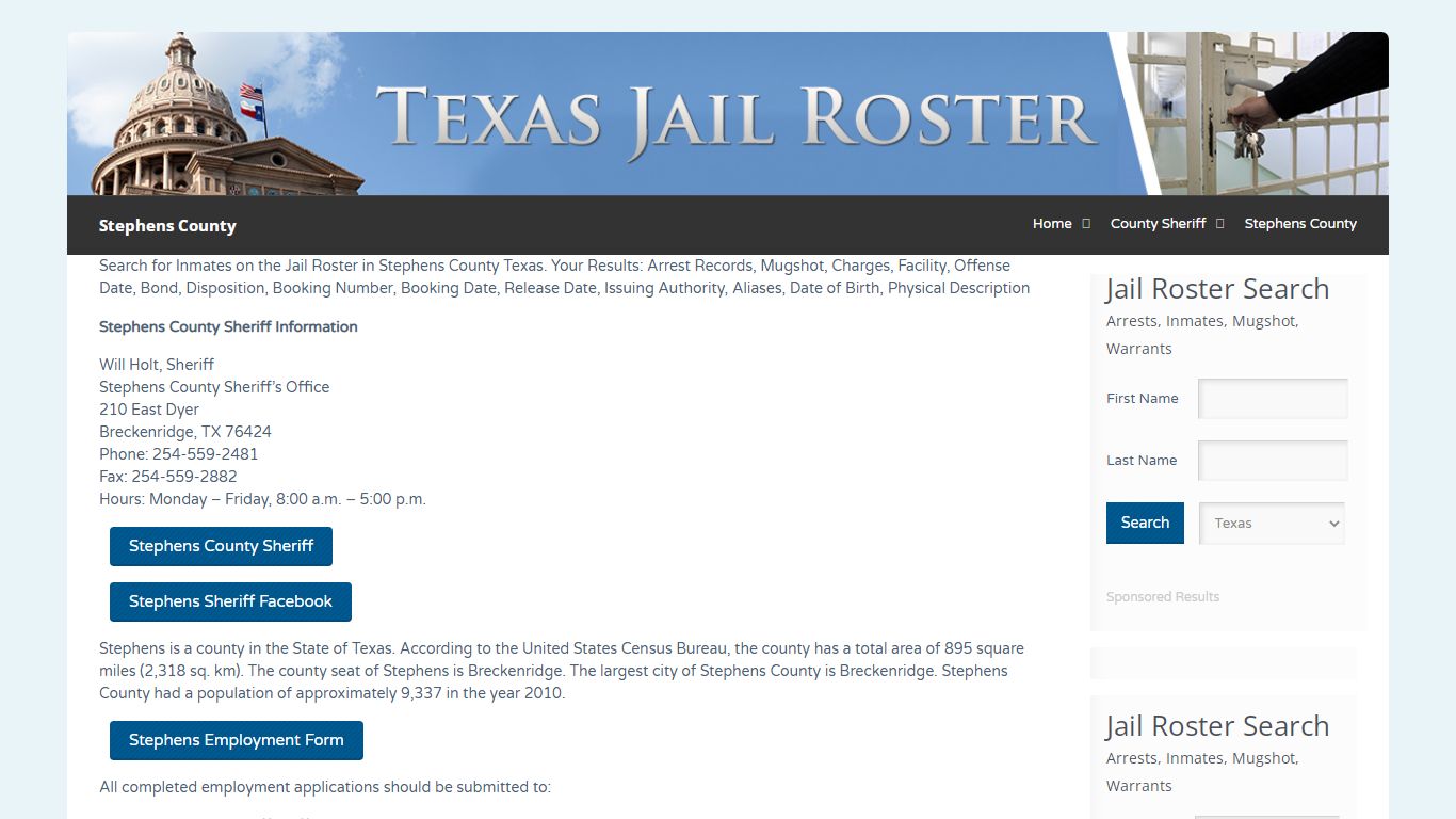 Stephens County | Jail Roster Search